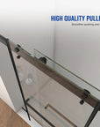 High quality pulleys on 60 x 76 shower frameless door in matte black, ensuring smooth and quiet sliding performance | Ace Decor.