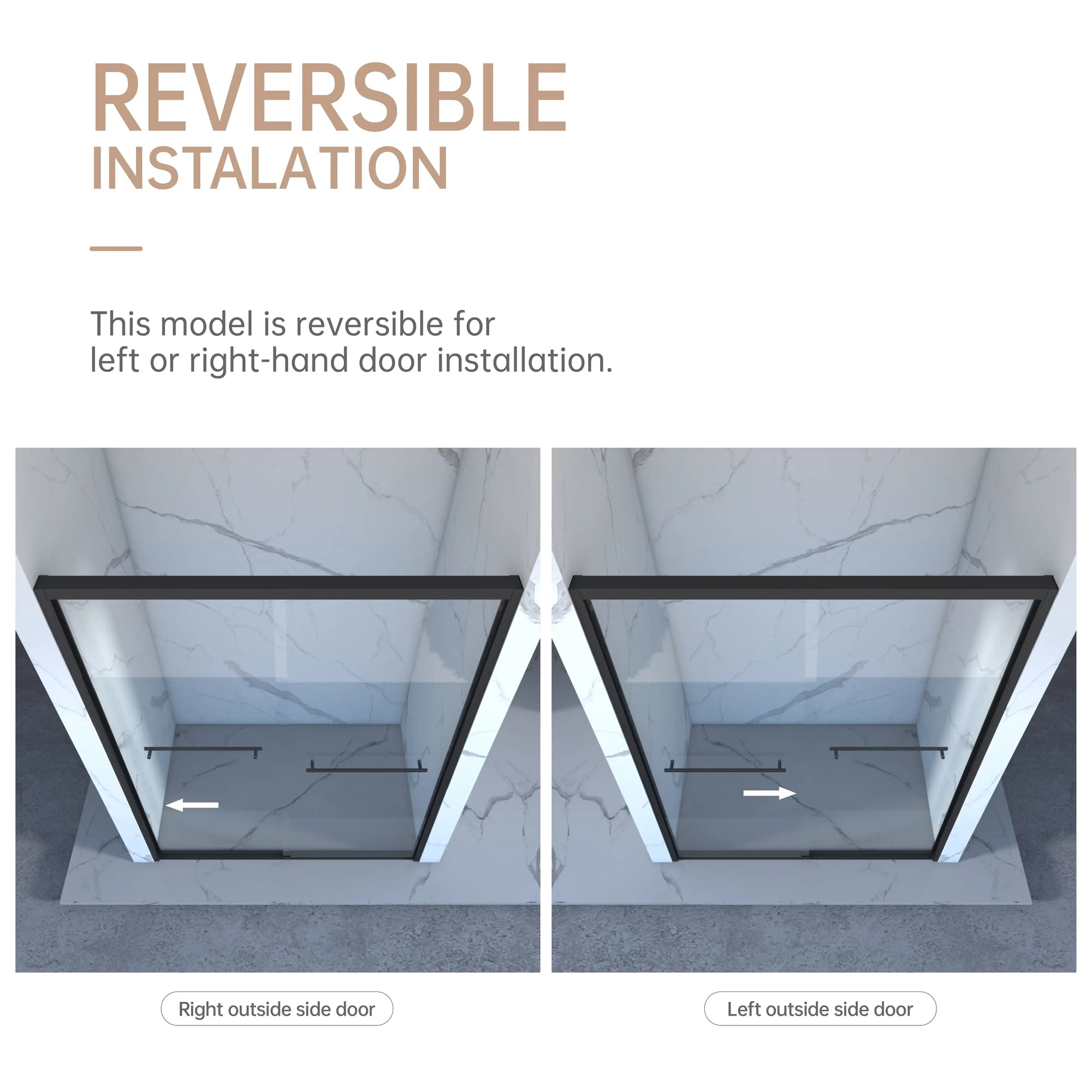 Montra-Plus Series 60&quot; x 70&quot; Matte Black Framed Double Sliding Shower Doors - 4&#39;&#39; Adjustable Fit