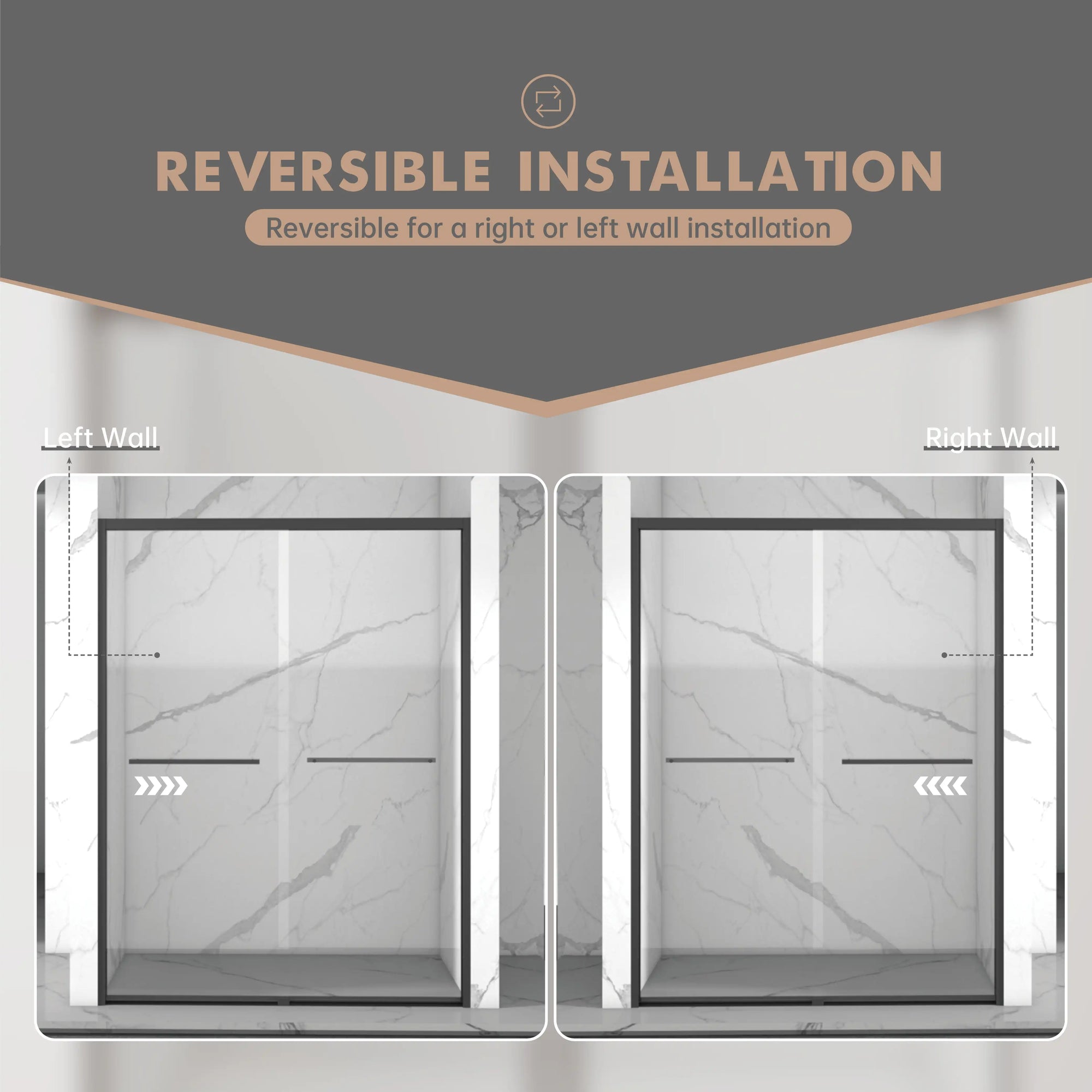 Montra-Plus Series 60&quot; x 70&quot; Matte Black Framed Double Sliding Shower Doors - 4&#39;&#39; Adjustable Fit