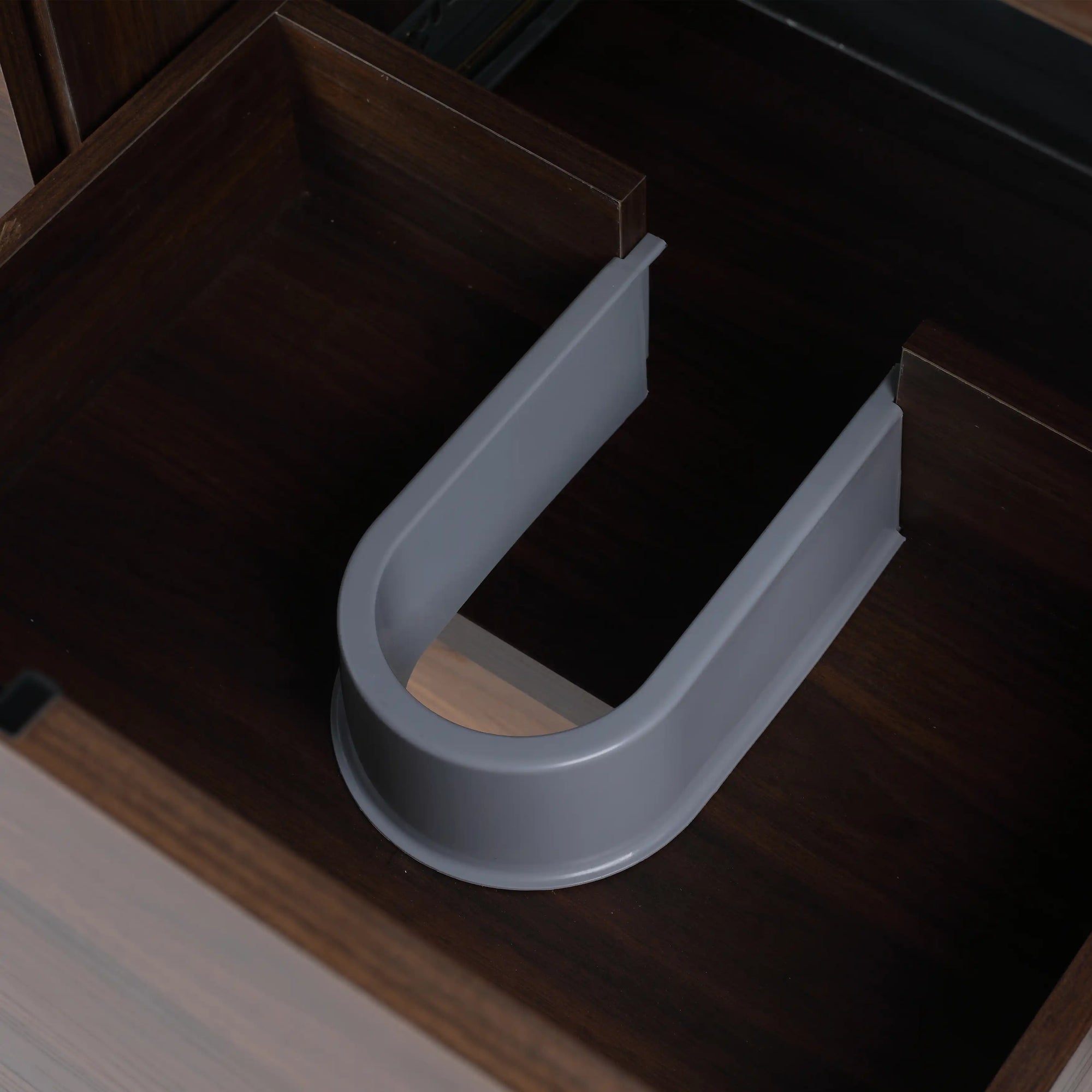 Integrated U-shaped drain cutout storage inside 47" wall mounted bathroom vanity with sink | Ace Decor
