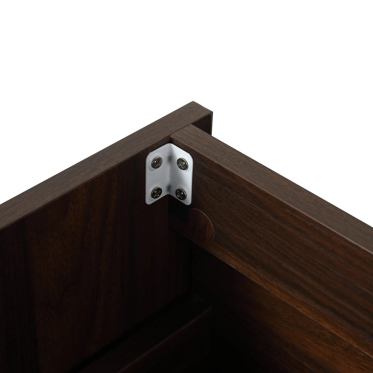 Antirust hardware close up in the 48 inch wall-mounted bathroom vanity.