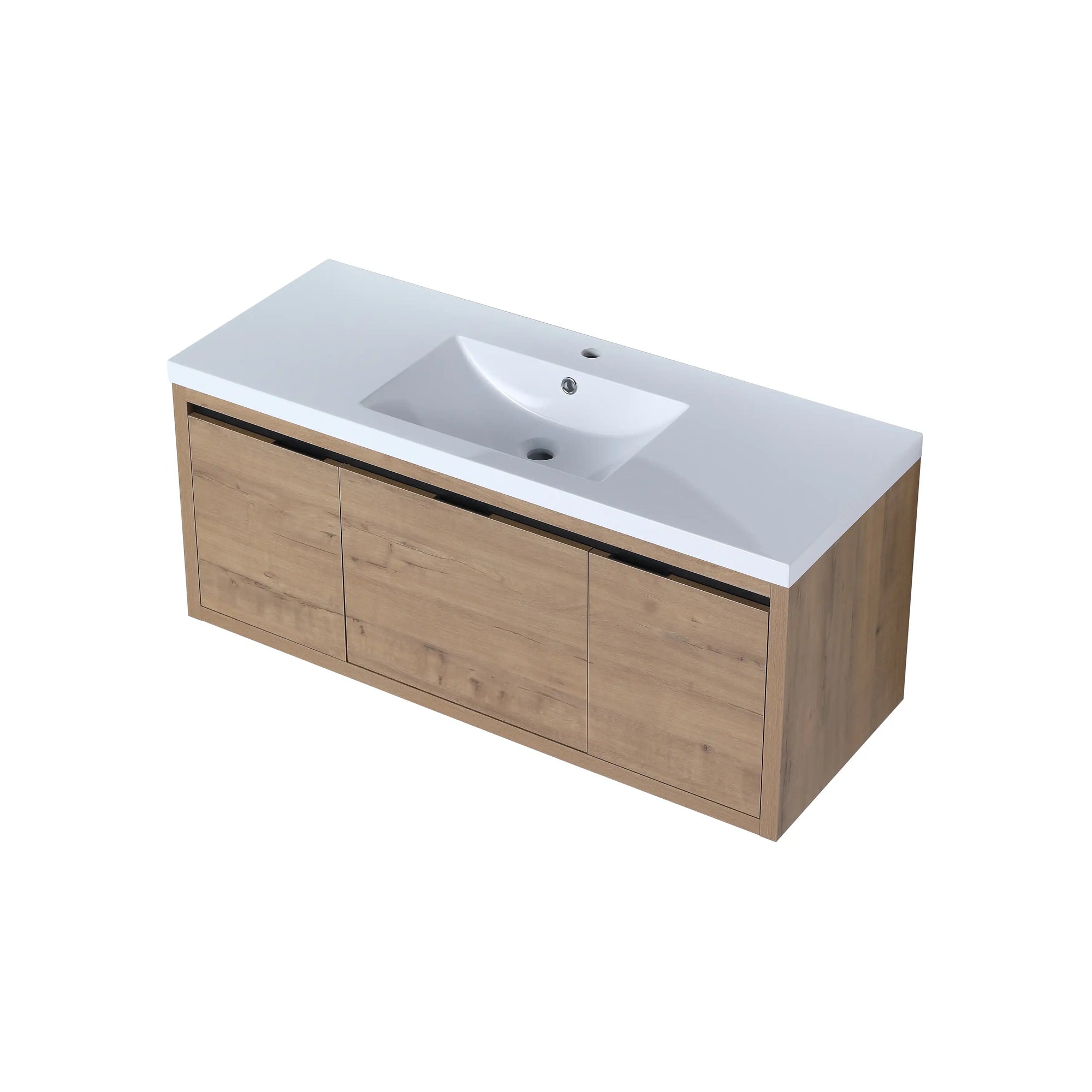 47" wall mounted bathroom vanity with sink featuring integrated resin top and wide countertop | Ace Decor