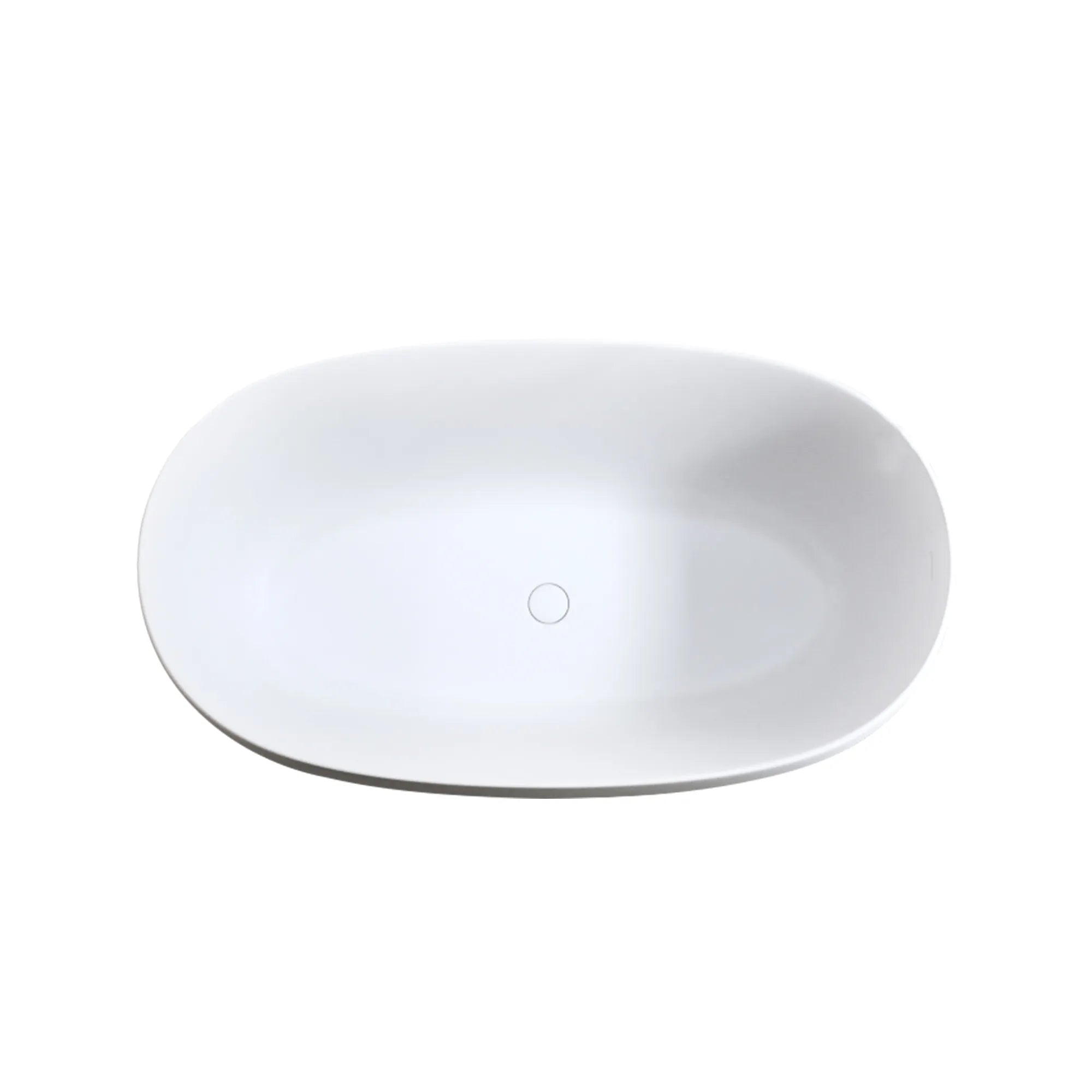 Lissome 47-inch oval freestanding bathtub with sleek white interior finish on a pure white background.
