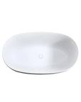 Lissome 47-inch oval freestanding bathtub with sleek white interior finish on a pure white background.
