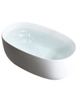 Side view of the Lissome freestanding bathtub filled with water.