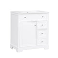 Briarwood Series 30" White Bathroom Vanity with Ceramic Sink, Cabinet Storage, 2 Drawers & Door Rack