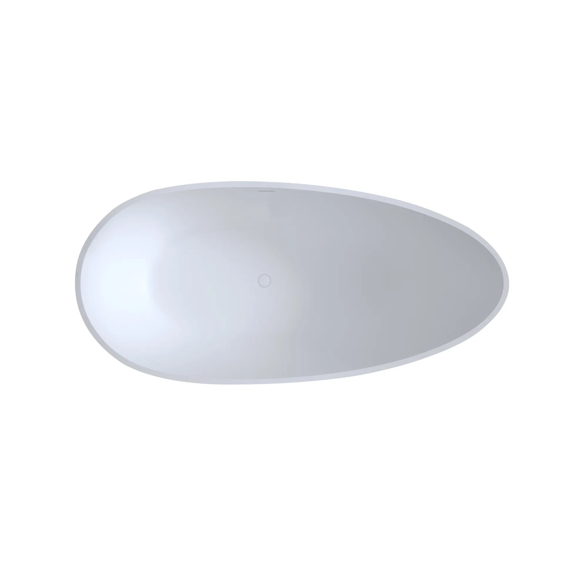 Overhead view of the egg-shaped Abyss Series freestanding tub on a pure white background, highlighting its sleek, minimalist contours.