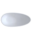 Overhead view of the egg-shaped Abyss Series freestanding tub on a pure white background, highlighting its sleek, minimalist contours.