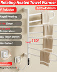 17 x 31 electric towel bar warmer featuring 180° rotation, rapid heating, timer, and LED screen | Ace Decor