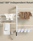 17 x 31 electric towel bar warmer with four independently rotating rods for hanging towels and clothes | Ace Decor