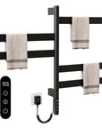Velin Series black electric towel warmer for bathroom with LED touch control and modern design | Ace Decor