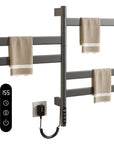 Gunmetal gray Velin Series electric towel warmer for bathroom with digital display and towel racks | Ace Decor