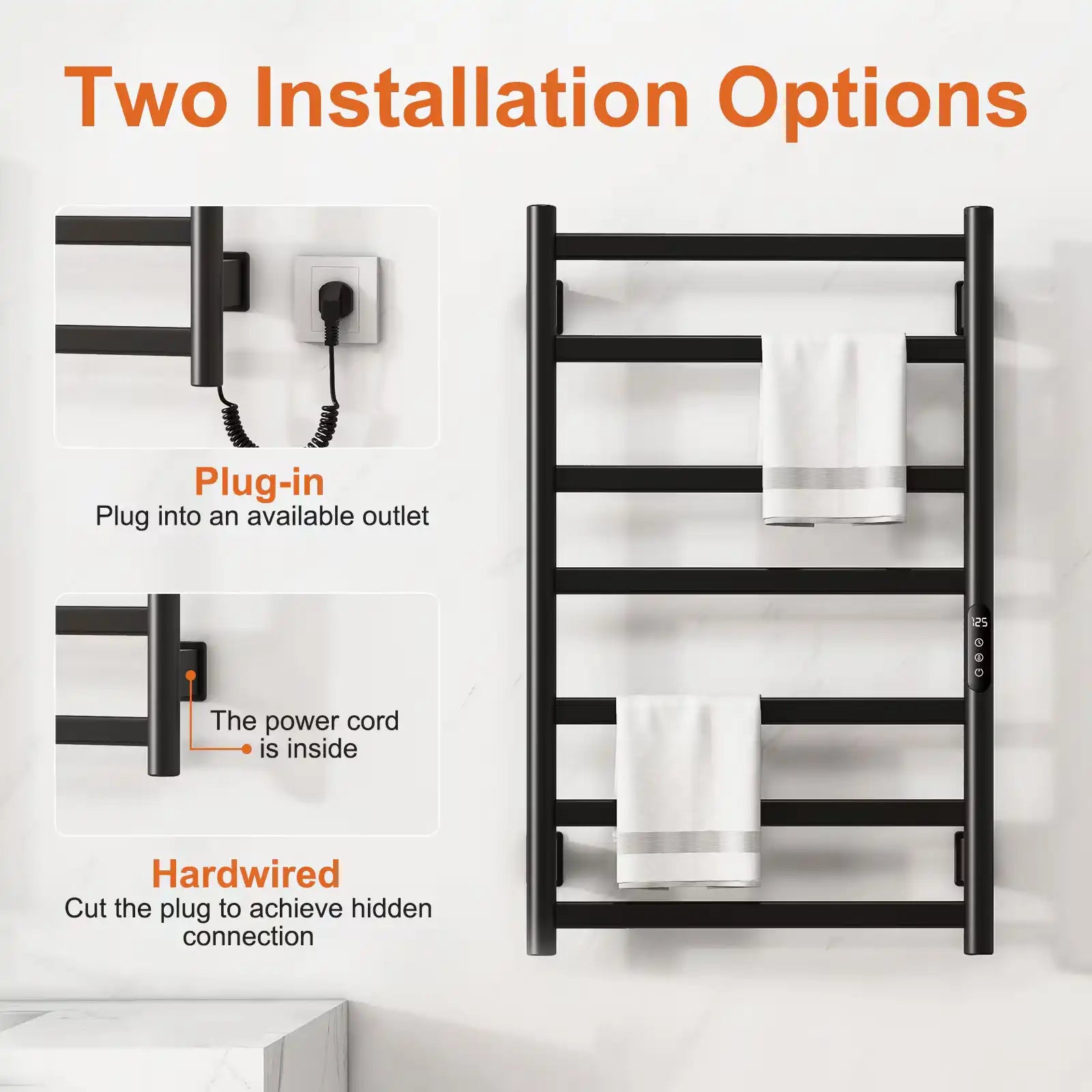 Erynd 20&quot; x 32&quot; 7-Bar Wall Mounted Electric Towel Warmer