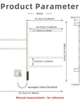Dimensions and specifications diagram of white towel rack heater showing product measurements | Ace Decor