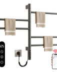 Smart WiFi towel heater rack in gray with touchscreen panel and mobile app control | Ace Decor