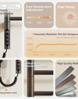 LED digital control and temperature adjustment features of the gray towel heater rack | Ace Decor