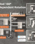 white wall mounted heated towel rack 18 x 27 with 180-degree rotating bars and 11lb load capacity | Ace Decor