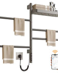 modern gray heated towel rack with shelf 18 x 27 wall-mounted design with app control | Ace Decor