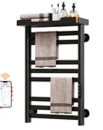 Thervon Series 18" x 27" Smart Heated Towel Rack with 3-Zone Heating Bars & Dry-Wet Separation Shelf – Black