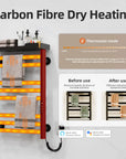 Carbon-fiber heated black Thervon Series towel warmer nearby 18 x 27 showing dry heating and thermostat mode | Ace Decor