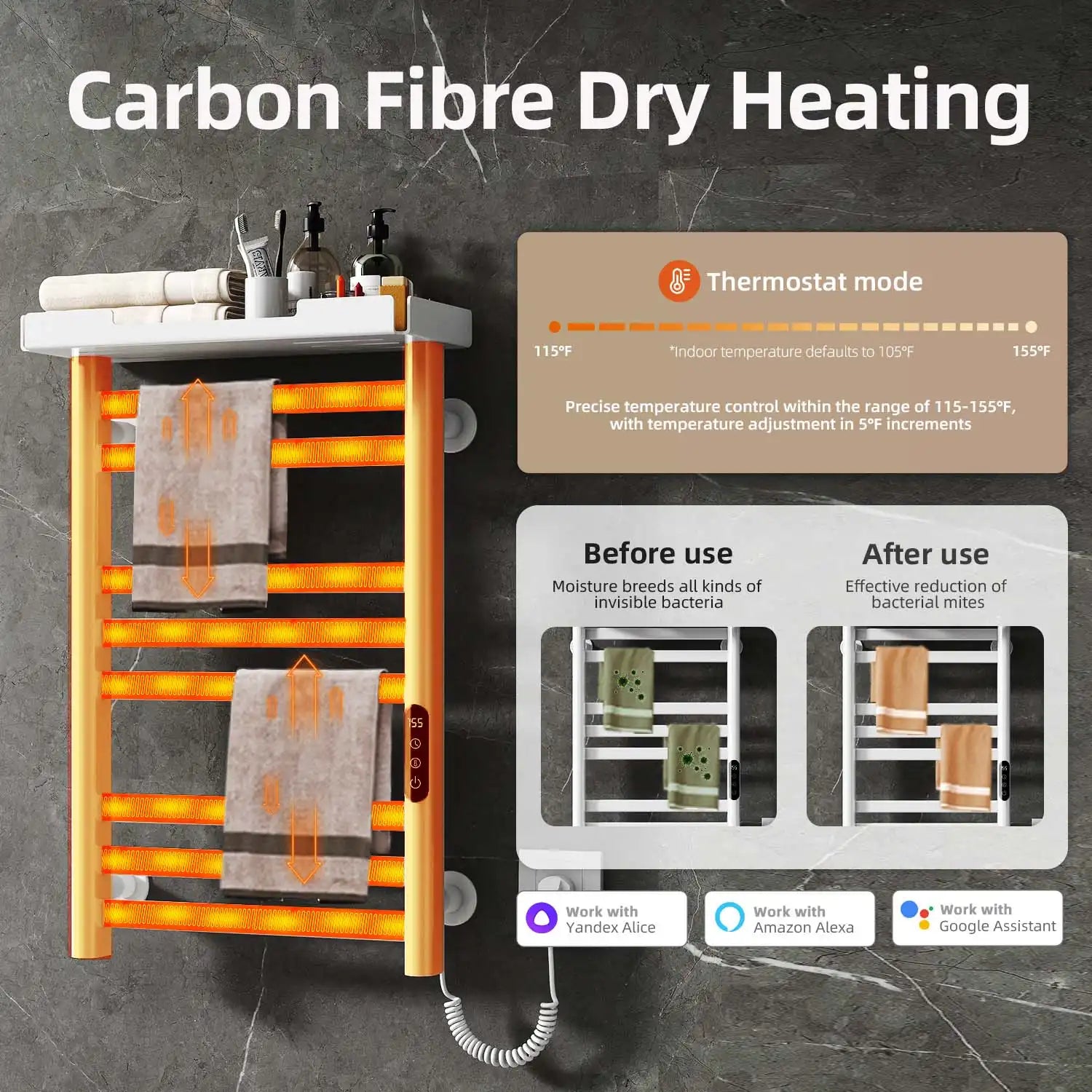 18 x 27 white hot towel warmer for home featuring carbon fiber dry heating and temperature control 115–155°F | Ace Decor