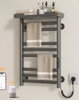 Modern gray 18 x 27 hot towel warmer with smartphone and voice assistant control | Ace Decor