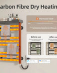 Carbon fiber dry heating 18 x 27 gray hot towel warmer showing 115–155°F temperature range | Ace Decor