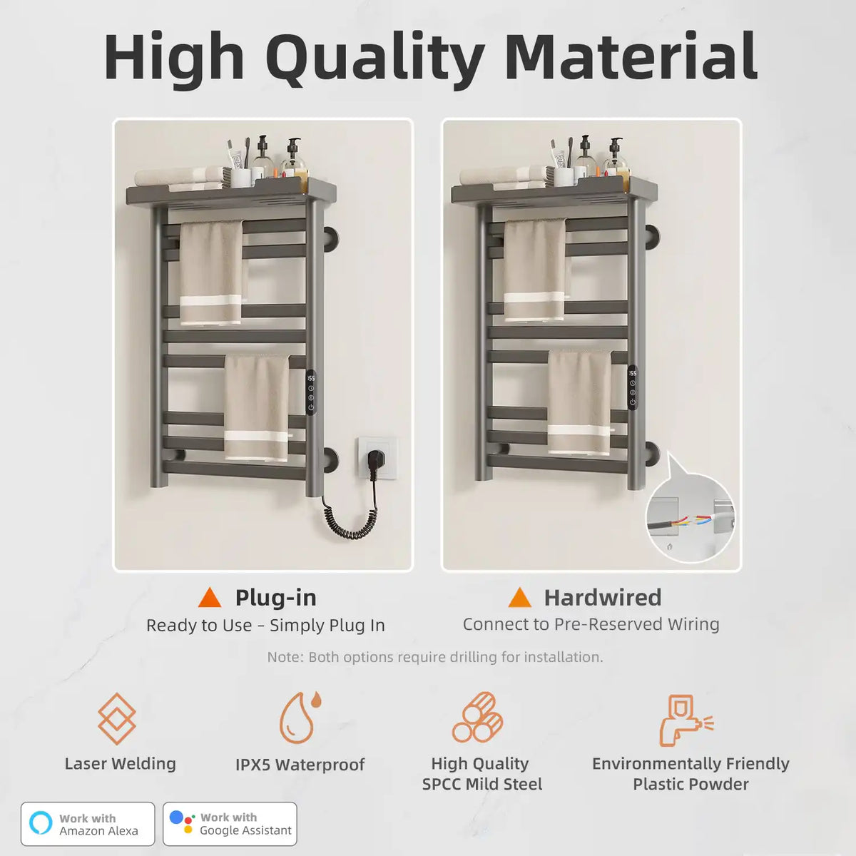 Hot Rack Wash Thervon Gray Heated Towel Rack | Smart Heating & Top Storage Tray – ACE ...