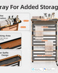 Heated towel rack with top storage tray, dry-wet separation design, and 11 drying bars.
