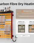 Heated towel rack with carbon fiber dry heating technology with adjustable 115-155°F thermostat.