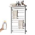 Thervon-Plus Series 21" x 33" 11-Bar Smart Heated Towel Rack with Storage Shelf – White