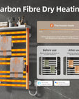 Heated towel rack with carbon fiber dry heating technology with adjustable 115-155°F thermostat.