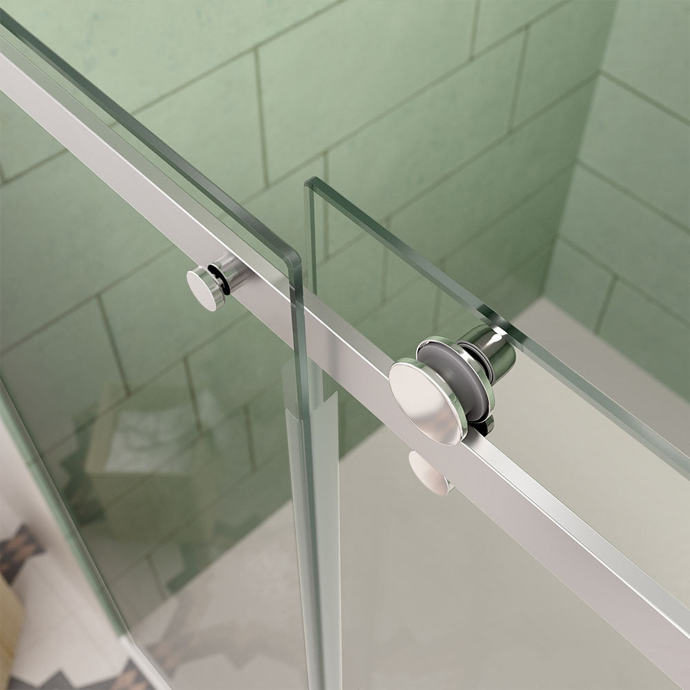 chrome frameless sliding glass bathtub door