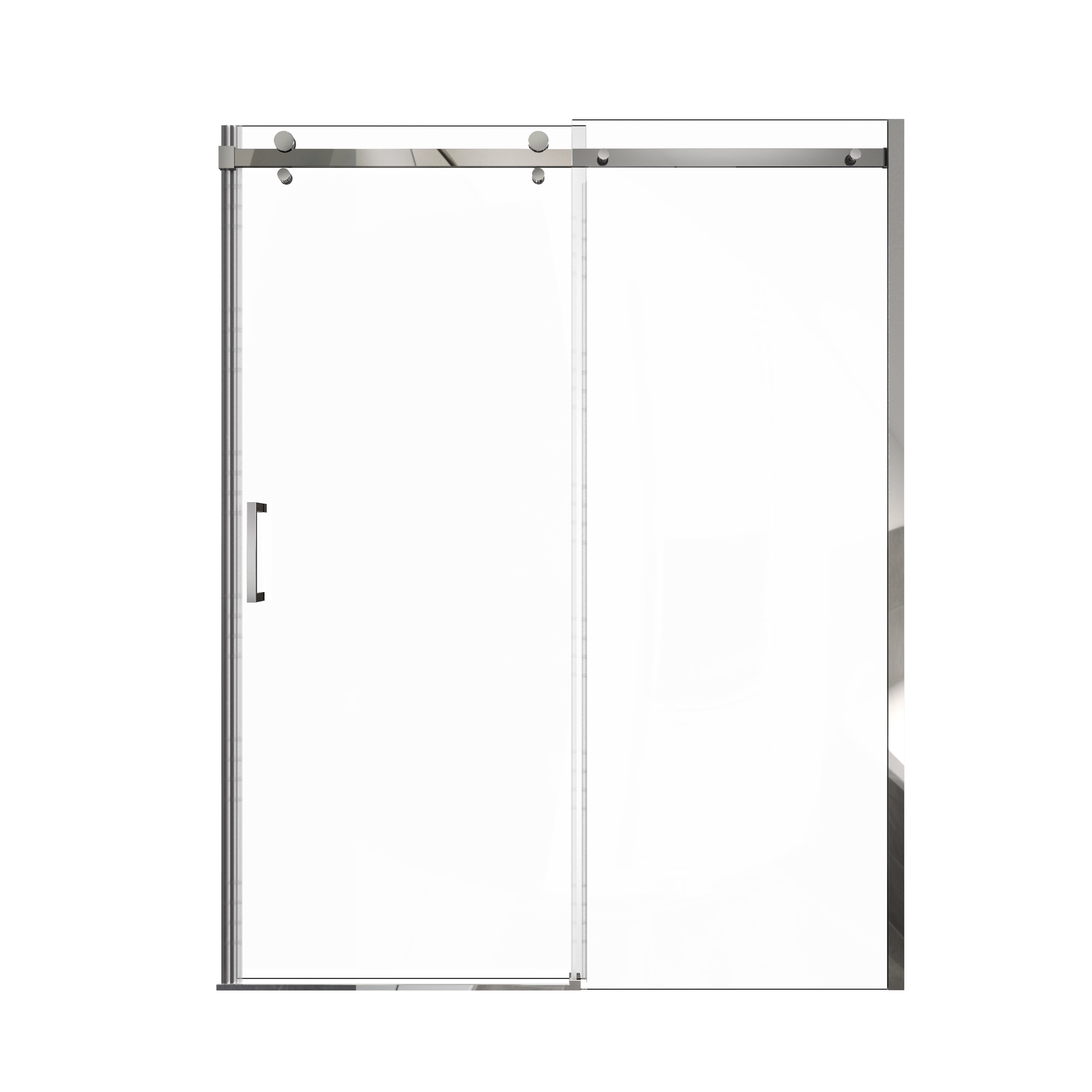 60x74 Frameless Single Sliding Shower Door - 5/16'' Tempered Glass, Adjustable (56''-60'')
