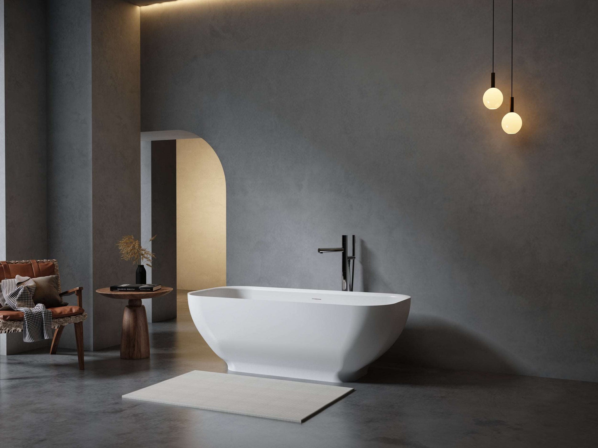 Luxury Solid Surface Freestanding Soaking Bathtub