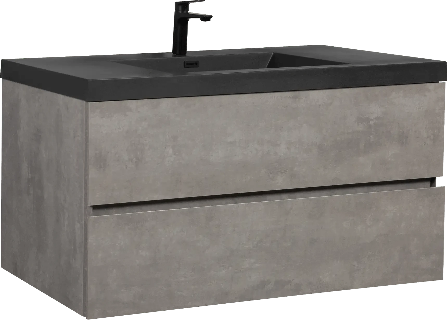 Floating Bathroom Vanity with Quartz Sand Basin and Soft Close Drawers color: Grey