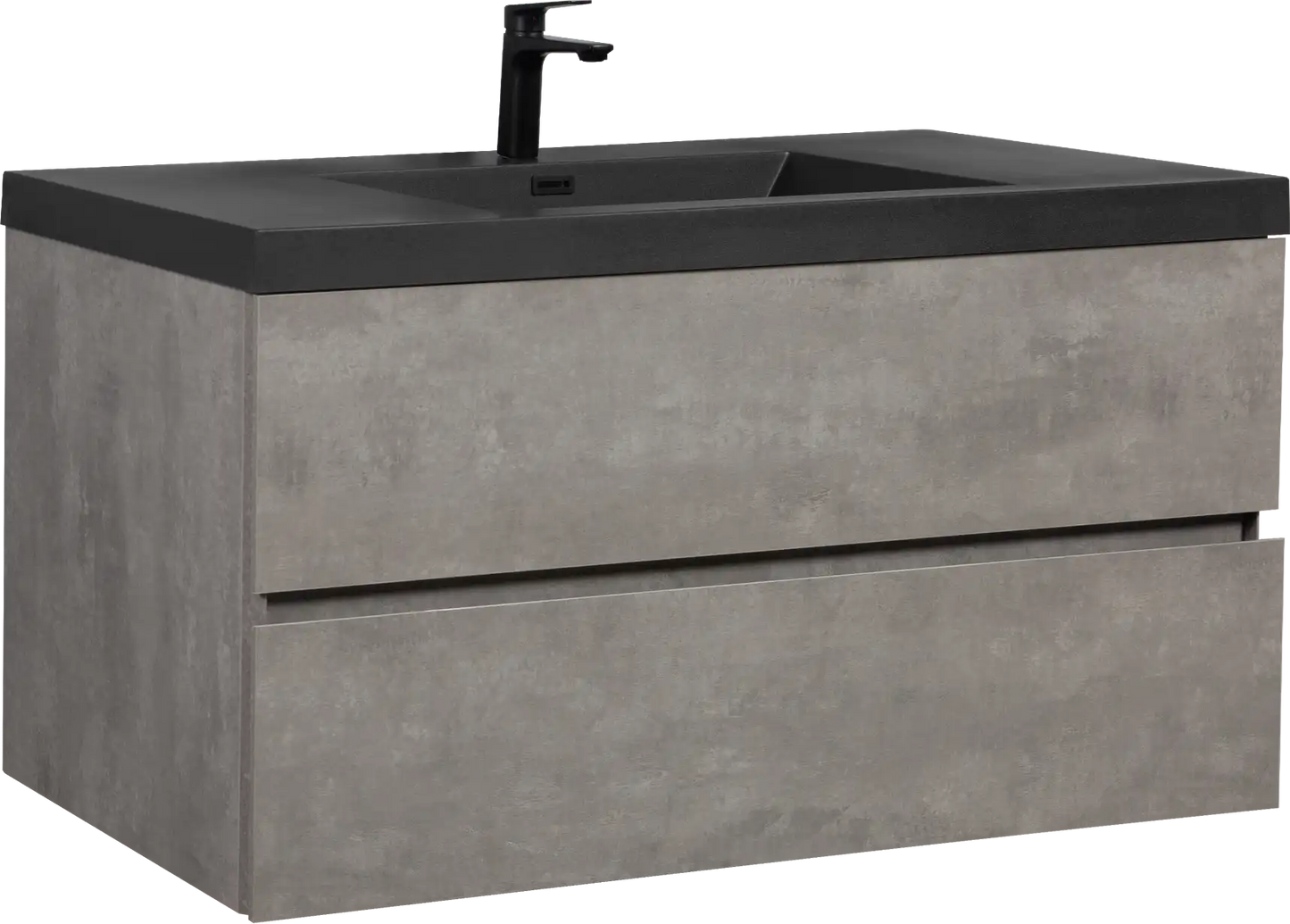 Floating Bathroom Vanity with Quartz Sand Basin and Soft Close Drawers color: Grey