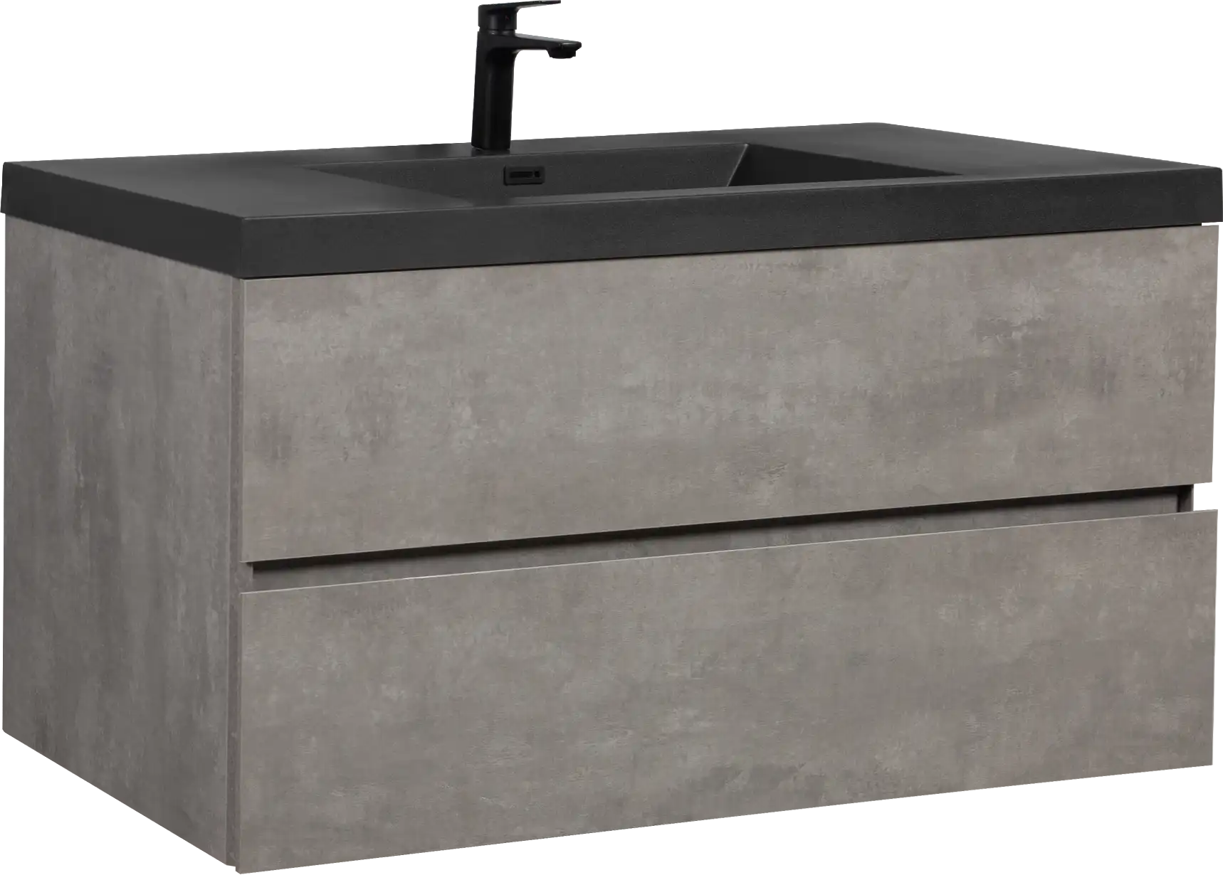 Floating Bathroom Vanity with Quartz Sand Basin and Soft Close Drawers color: Grey