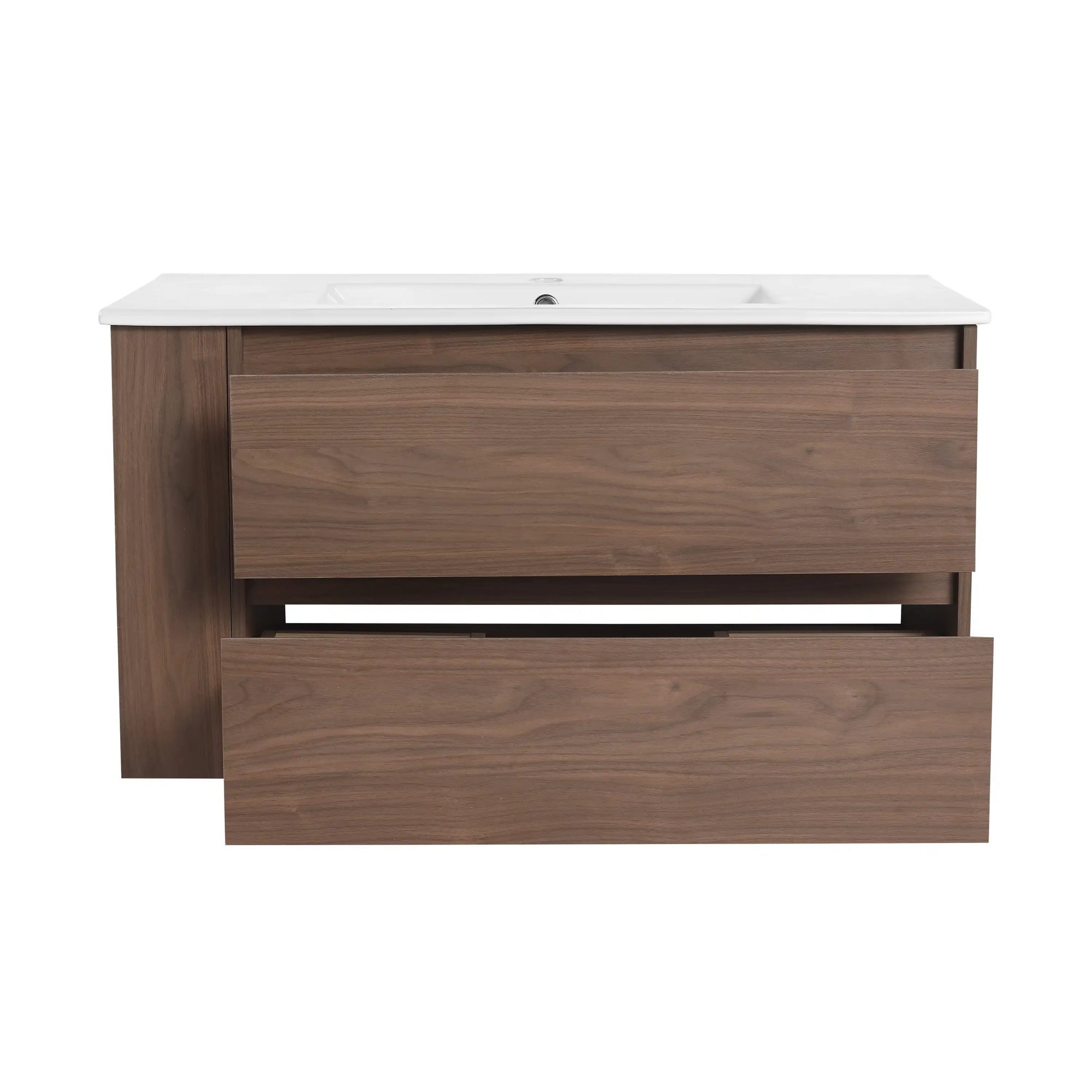 36" floating vanity drawers open for 36 inch wall mounted bathroom storage | Ace Decor
