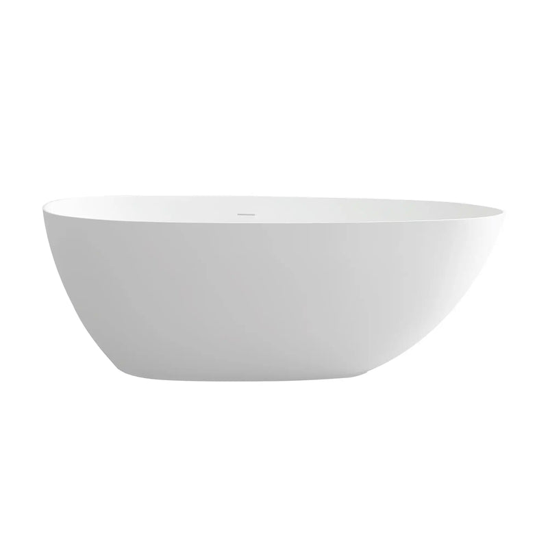 Aura Series 59" Solid Surface Soaking Bathtub with Ultra-Thin 12mm Edge