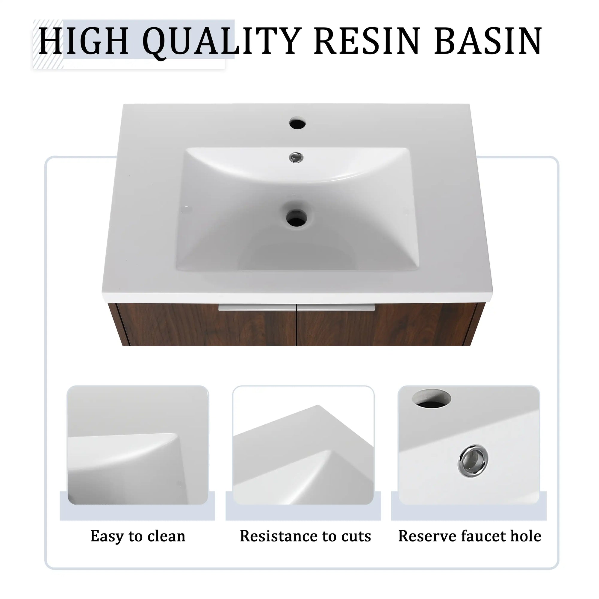 Monterey Series 72" Double Floating Bathroom Vanity in California Walnut with Side Cabinet and Integrated Sink
