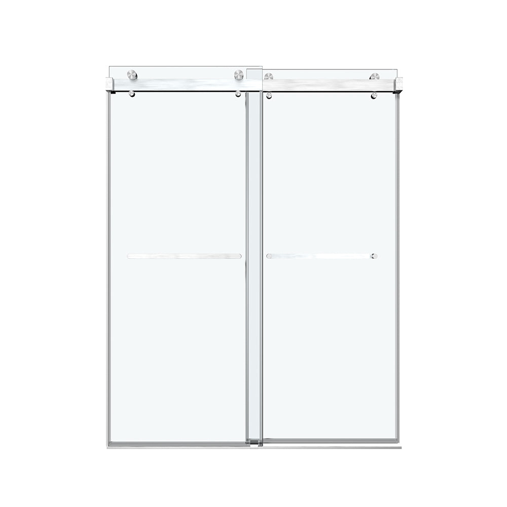 56-60&quot; x 74&quot; Frameless Double Sliding Glass Shower Doors - More Open, Leak-Free
