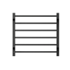 6-Bar Black Electric Heated Towel Rack - Wall-Mounted Towel Warmer with Timer color: Black