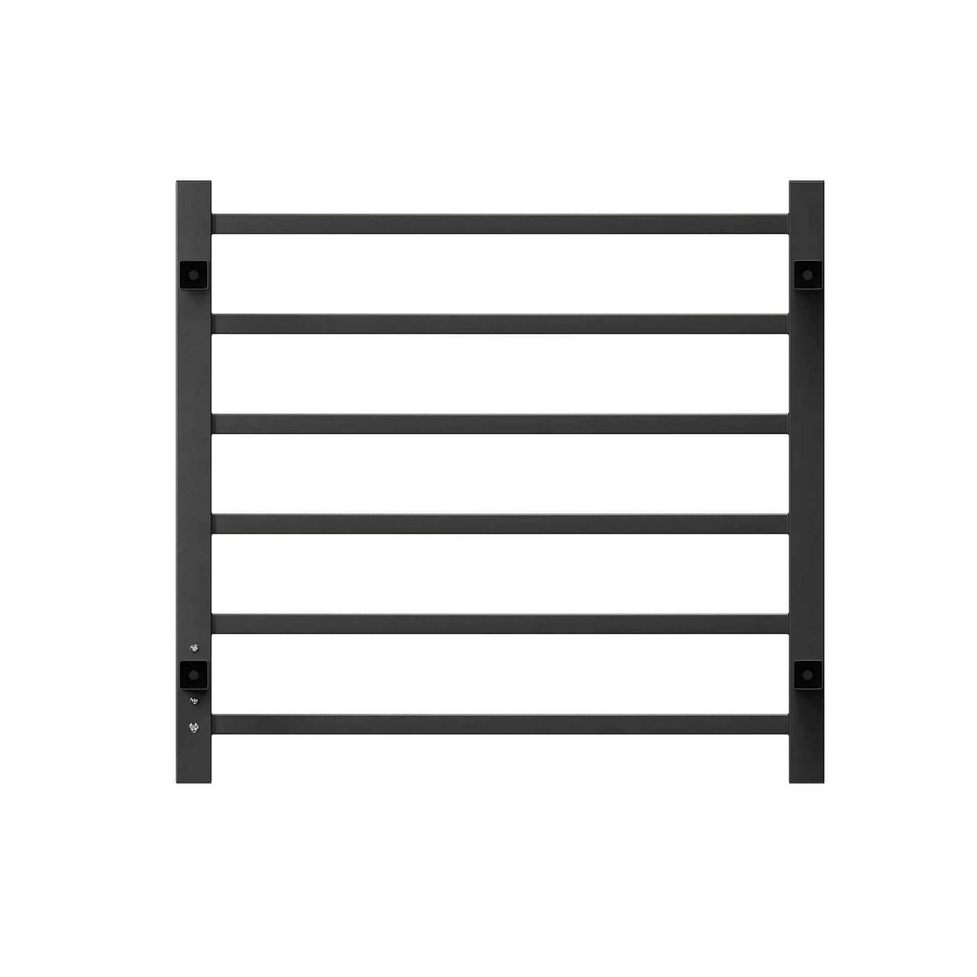 6-Bar Black Electric Heated Towel Rack - Wall-Mounted Towel Warmer with Timer color: Black