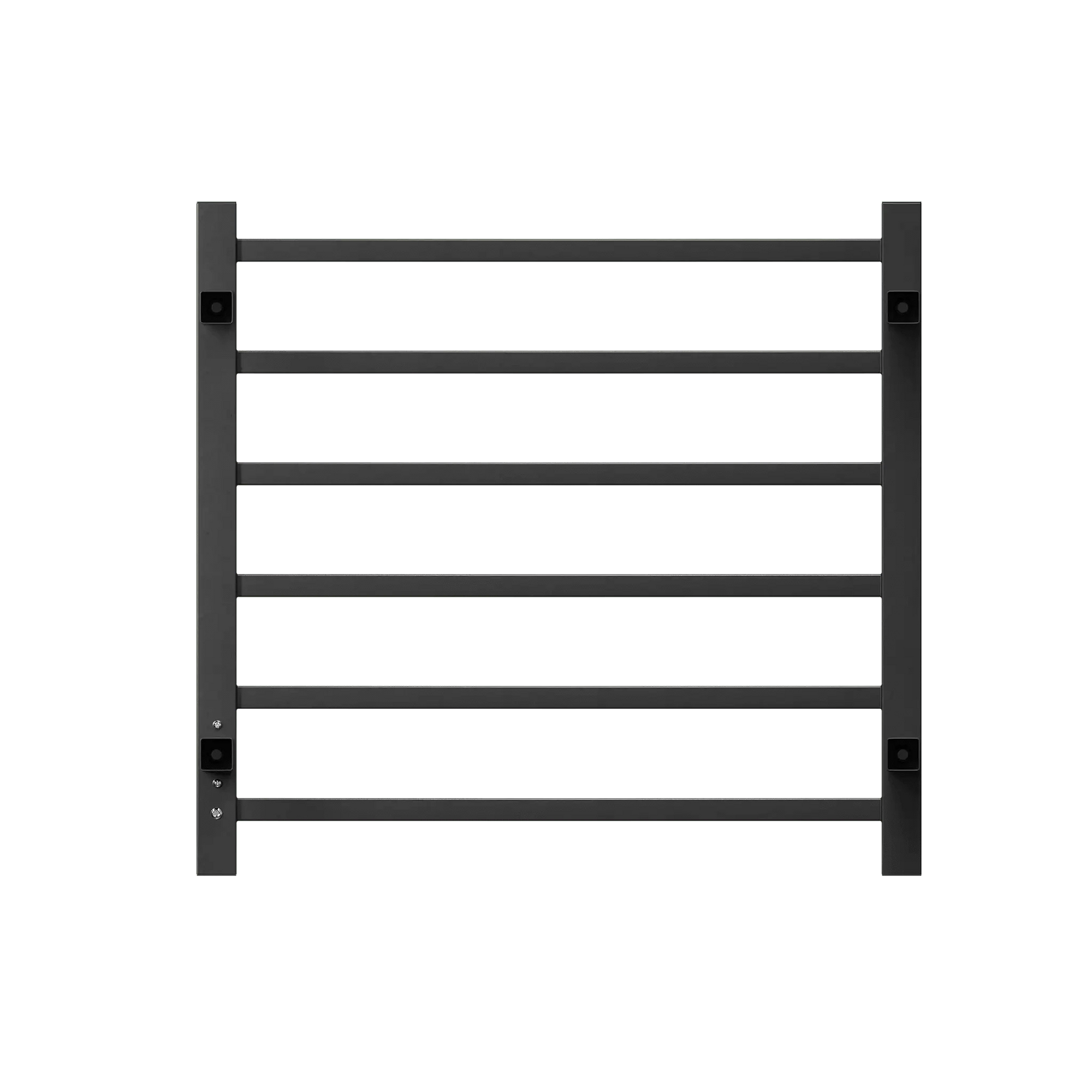 6-Bar Black Electric Heated Towel Rack - Wall-Mounted Towel Warmer with Timer color: Black