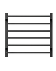 6-Bar Black Electric Heated Towel Rack - Wall-Mounted Towel Warmer with Timer color: Black