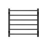 6-Bar Black Electric Heated Towel Rack - Wall-Mounted Towel Warmer with Timer color: Black