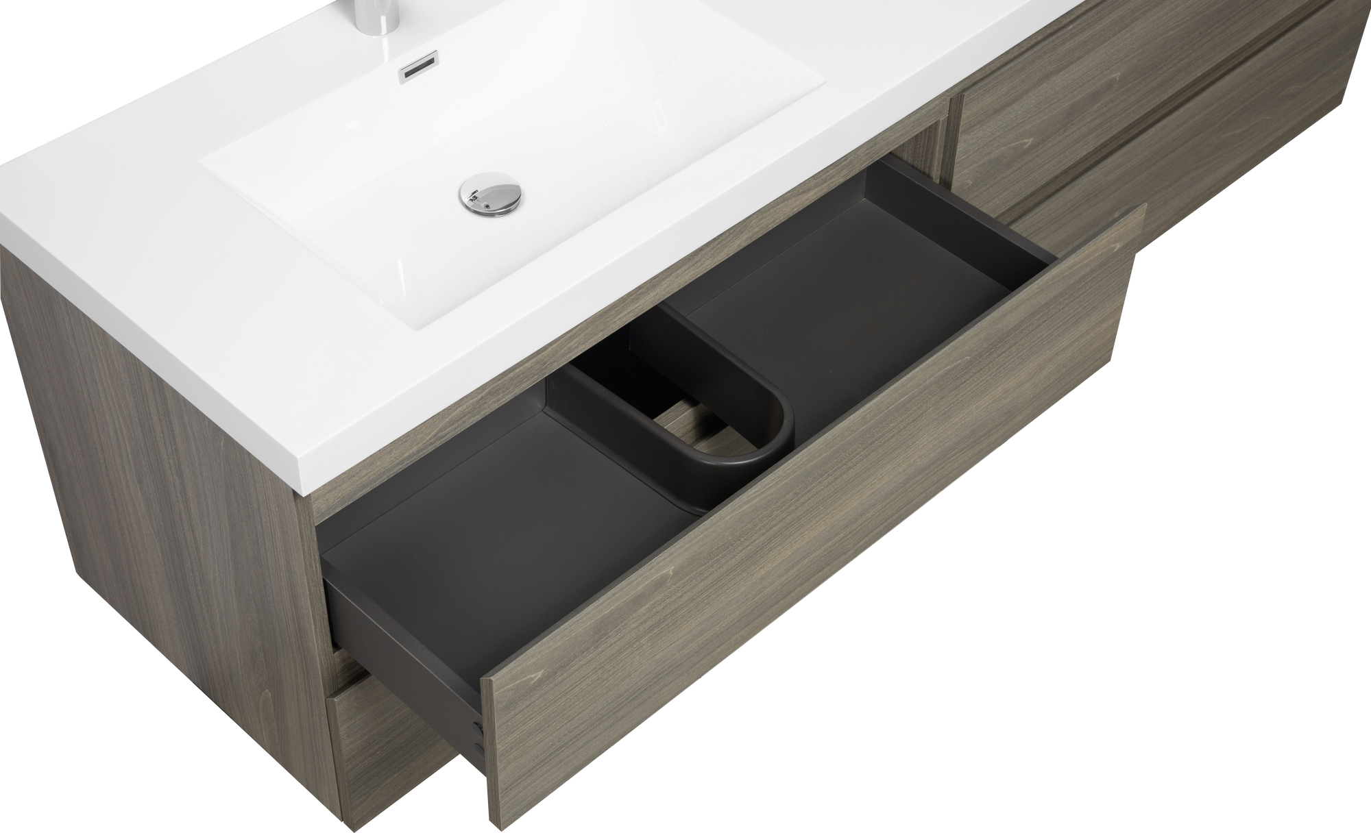 71 X 20 Modern Floating Double Sink Bathroom Vanity - Wall Mounted Storage Cabinet color: Ash Grey