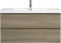 Floating Bathroom Vanity with Resin Top Basin & Soft Close Drawers - Modern Wall-Mounted Storage Cabinet color: Ash Grey
