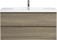 Floating Bathroom Vanity with Resin Top Basin & Soft Close Drawers - Modern Wall-Mounted Storage Cabinet color: Ash Grey